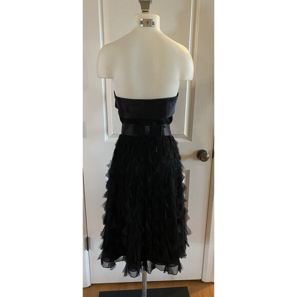 White House Black‎ Market Size 6 Strapless Chiffon Ruffled Bottom Black Dress - Picture 9 of 16